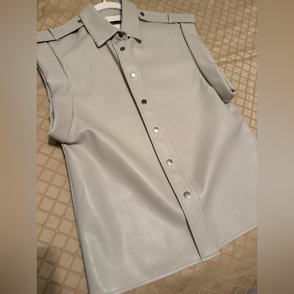 Faux leather dressy vest